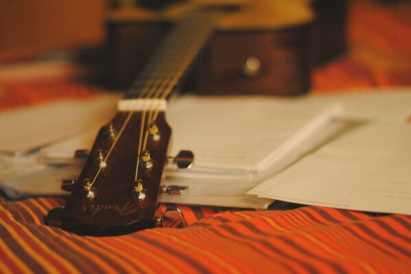 Desktop wallpapers guitar and sheet music