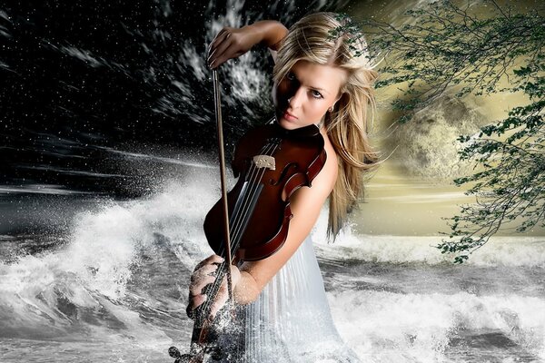 Waterfall of music from a girl with a violin