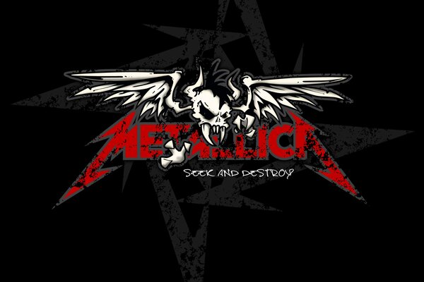 Banda metallica logo rosso con teschio