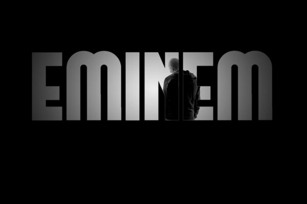 Rappeur Eminem inscription sur fond noir