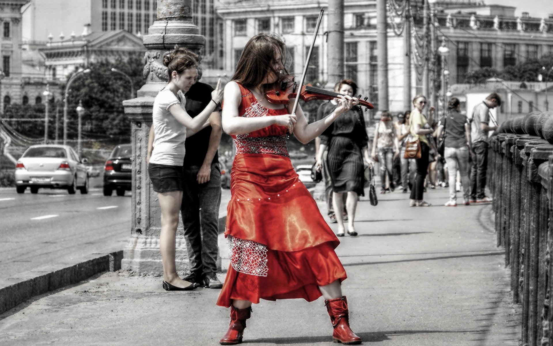 ville rue violon femme musique