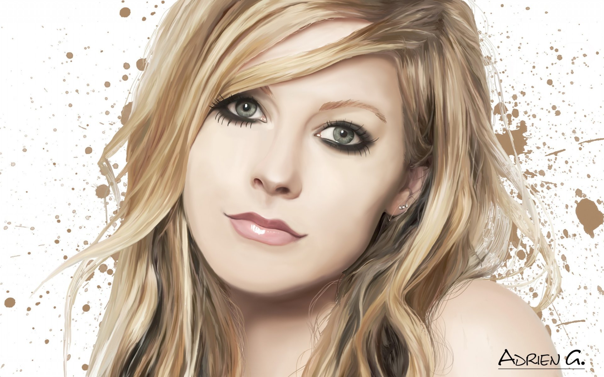 arte adrien gaudin avril lavigne chica cantante cara manchas