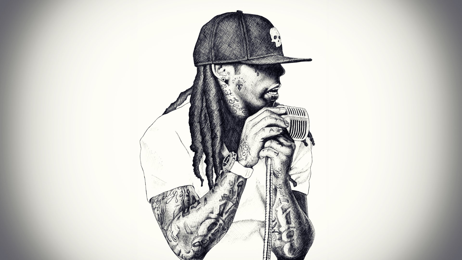 lil wayne rap rap chanteur microphone casquette de baseball dreadlocks