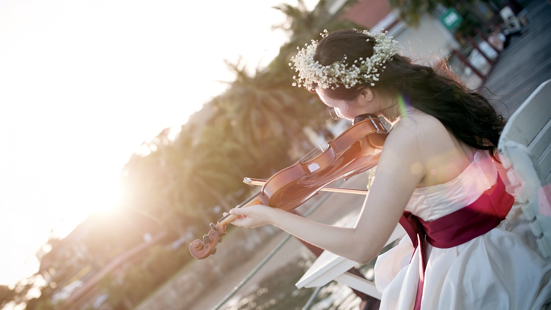 chica música luz violín