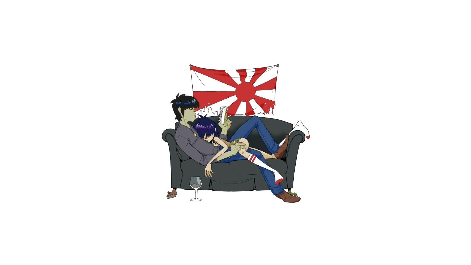 gorillaz nouilles murdoch gorillaz bande musique drapeau fond