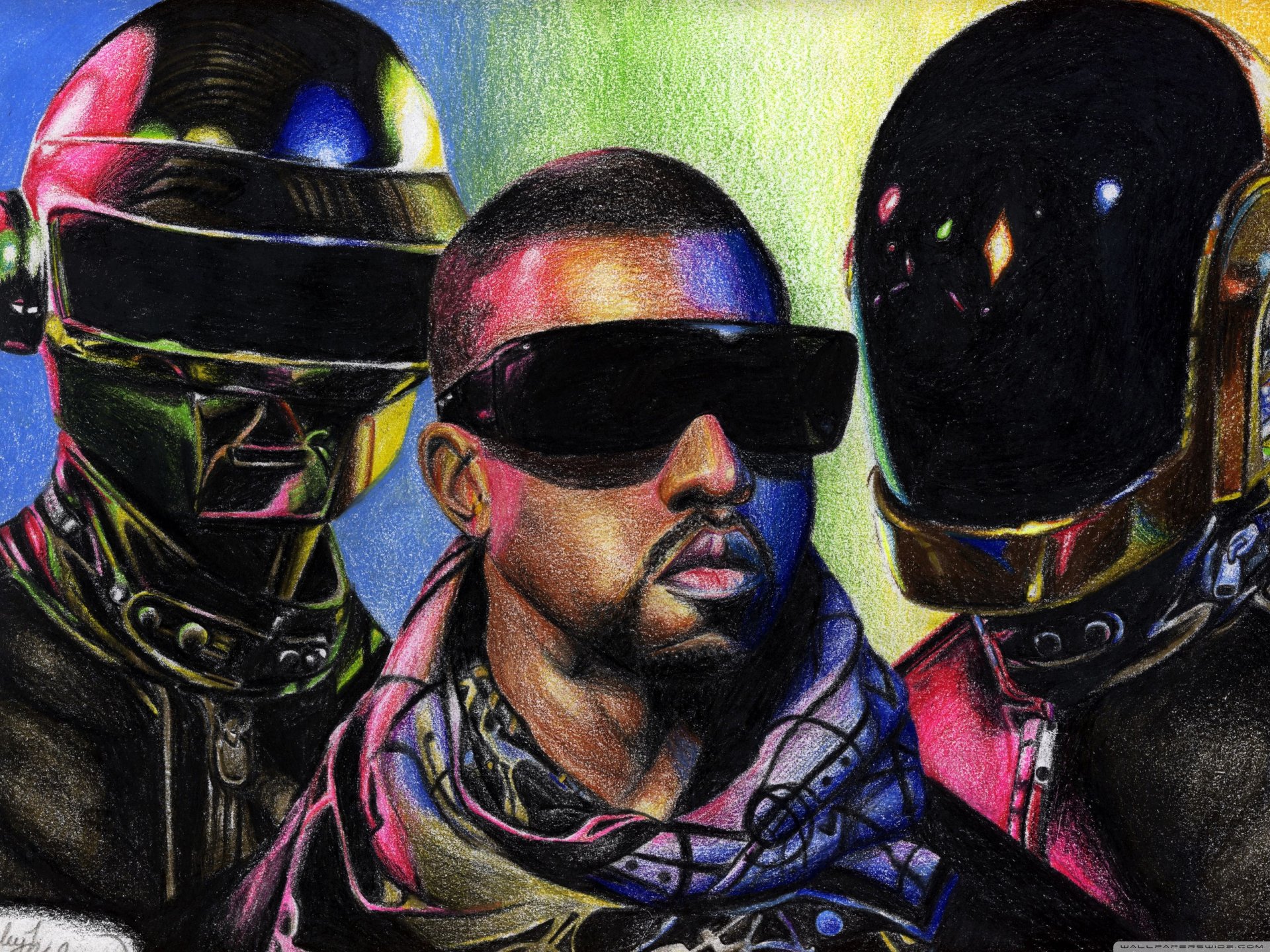 thomas bangalle thomas bangalter kanye west guy-manuel de omem cristo guy-manuel de omem cristo daft punk daft punk arte disegno musica