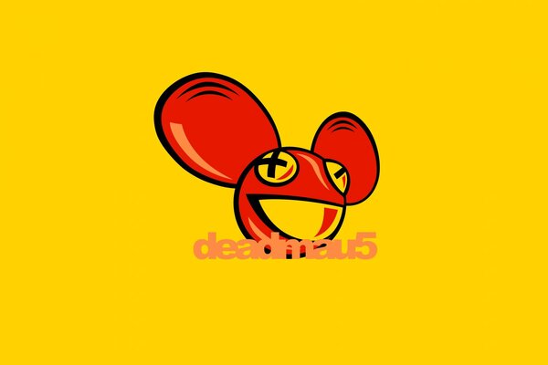 Deadmaus rojo sobre fondo amarillo