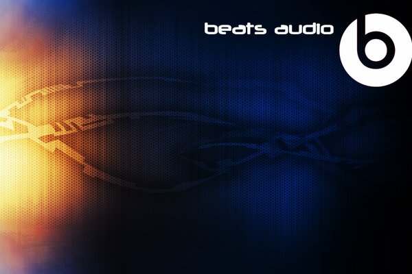 Beats audio sobre fondo azul con brillo