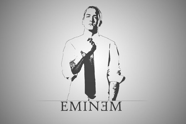 Eminem in a tie and a white shirt