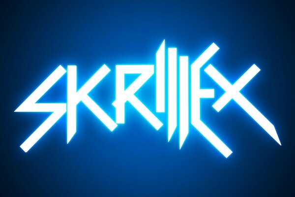 Neon Skrillex logo in minimalist style