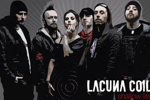 Bild der Lacuna coil Gruppe auf grauem Hintergrund