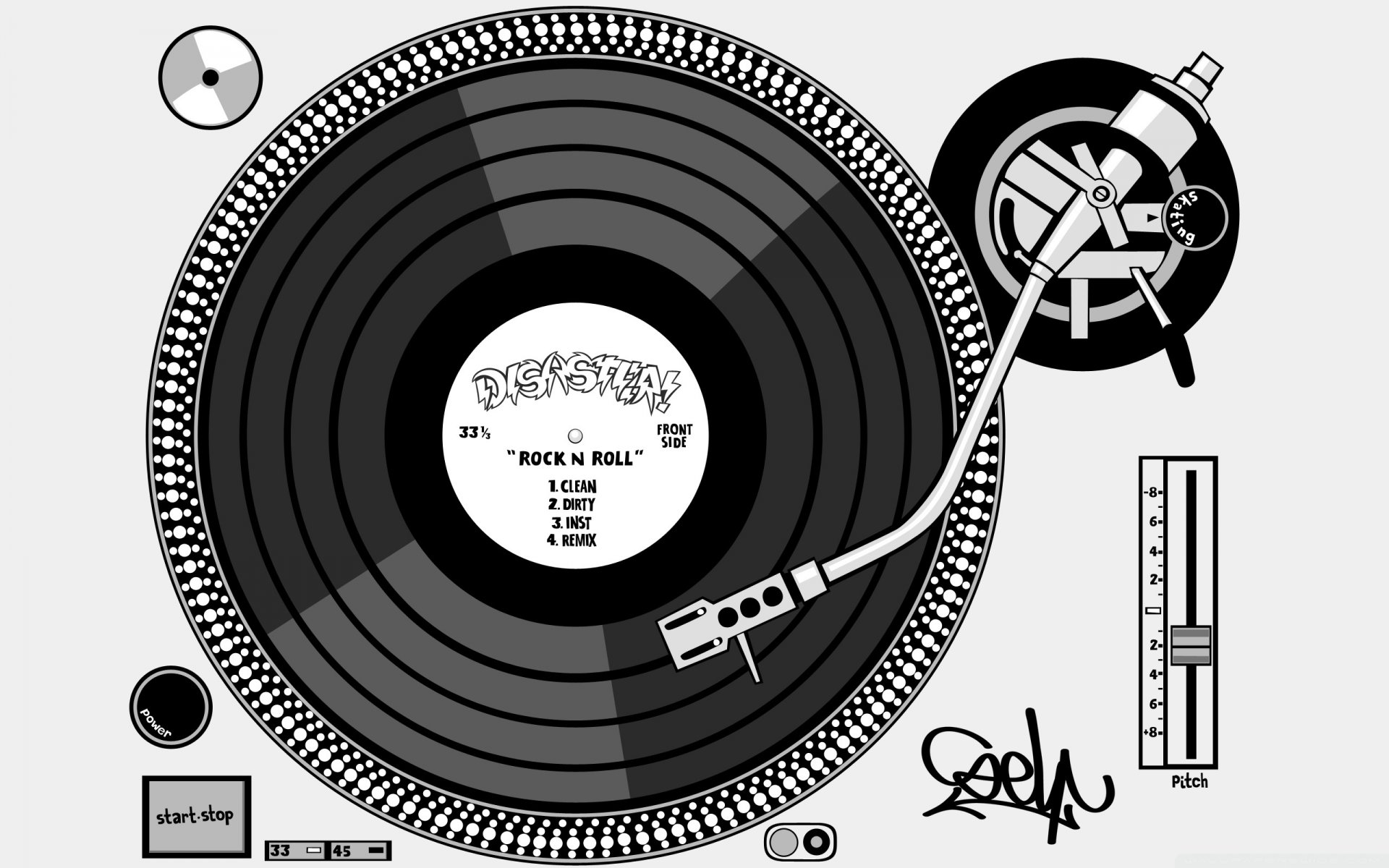 dj black&white dj setup vinyl record album rock n rock