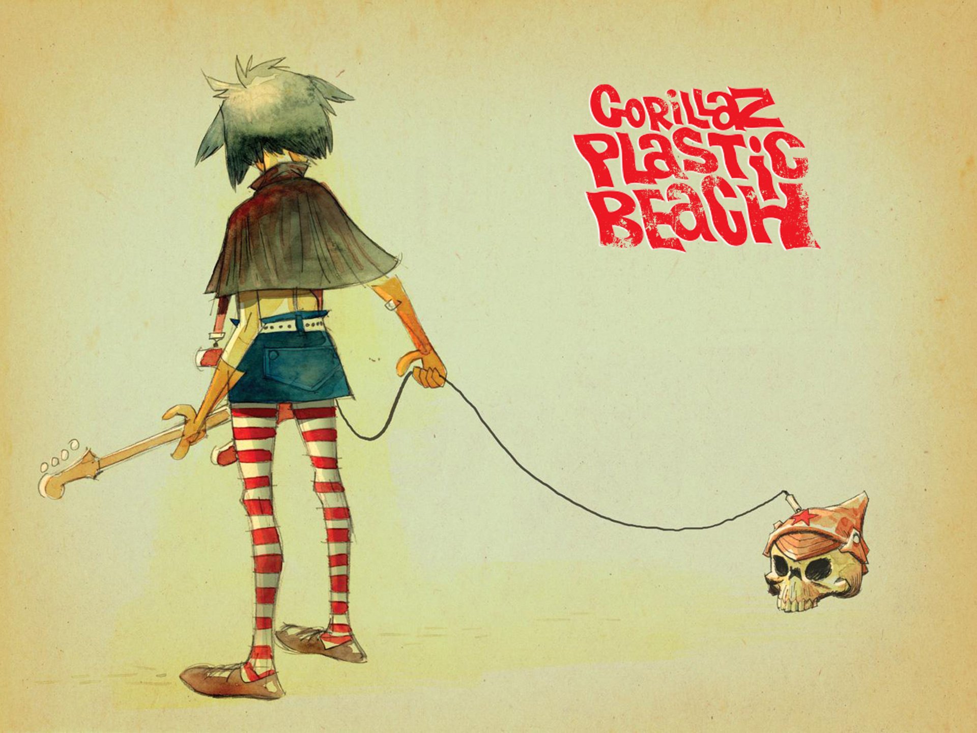 gorillaz plastic beach crâne art nouilles