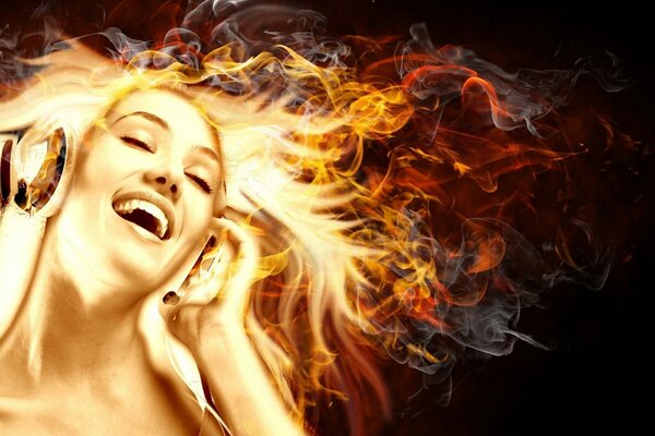 A girl with fiery hair gets high