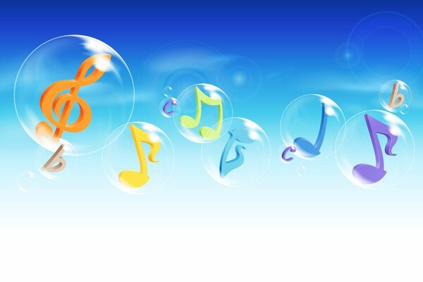 Musical signs in soap bubbles