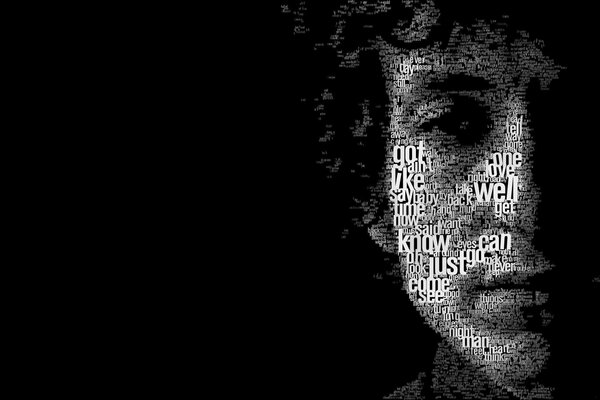 Bob dylan on a black background