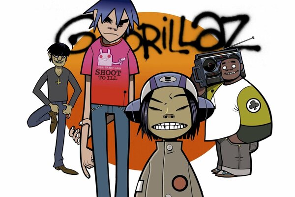 Gorillaz and a picture in the style of graffiti