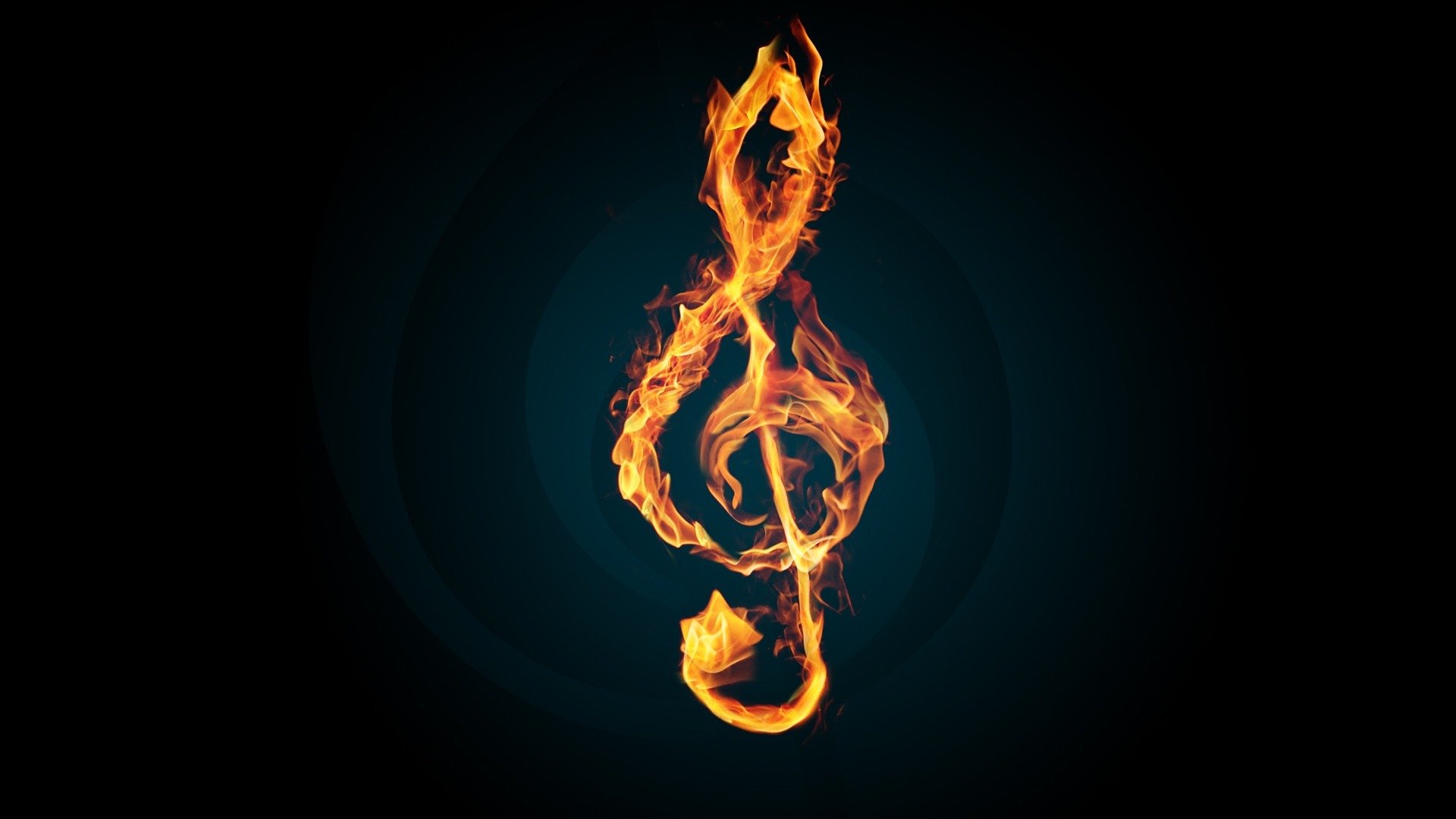 treble key fire flame melody music