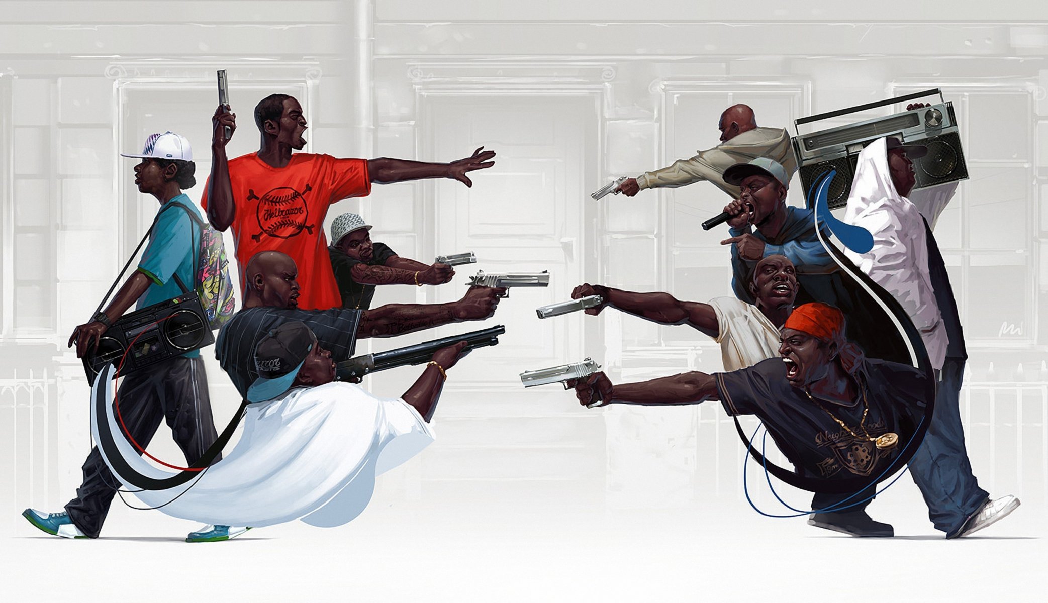 rap hip hop gangsta boombox rap pistola arma michal lisowski