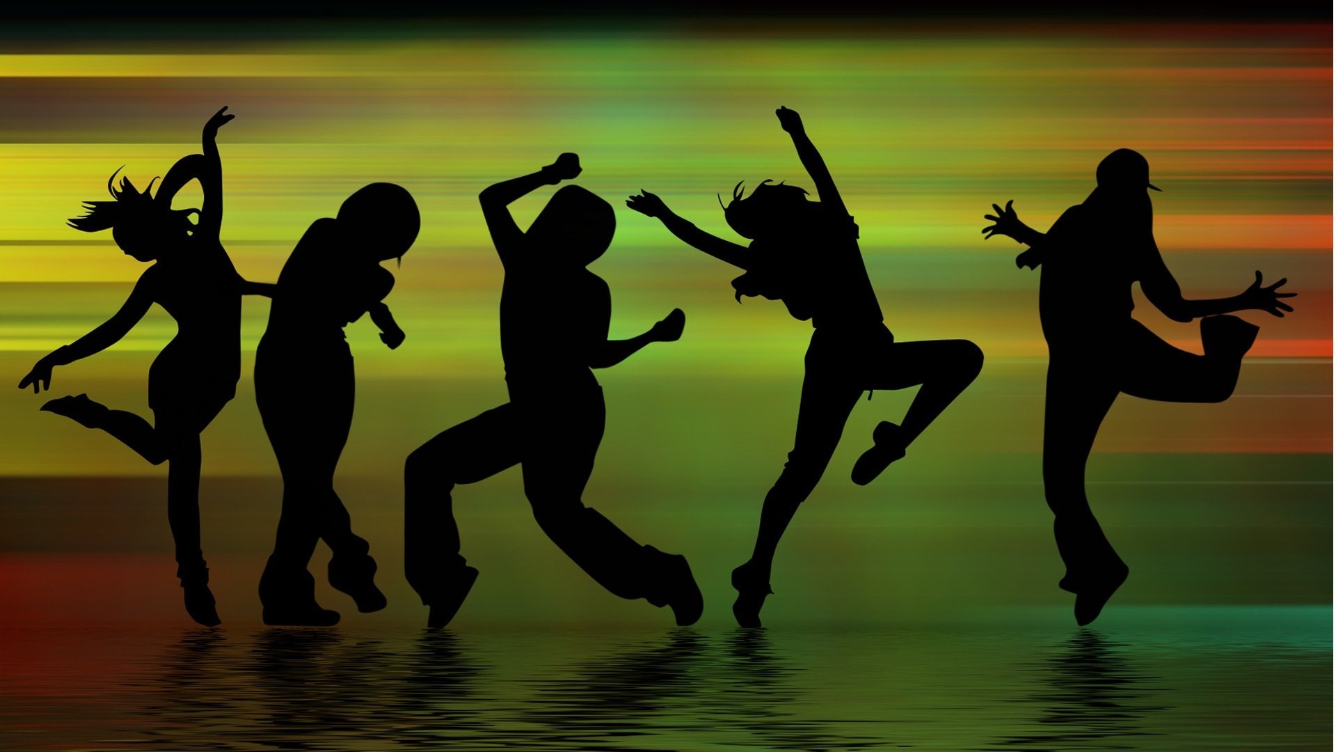 musique danse silhouettes formes ombres gens danse mouvement amusement