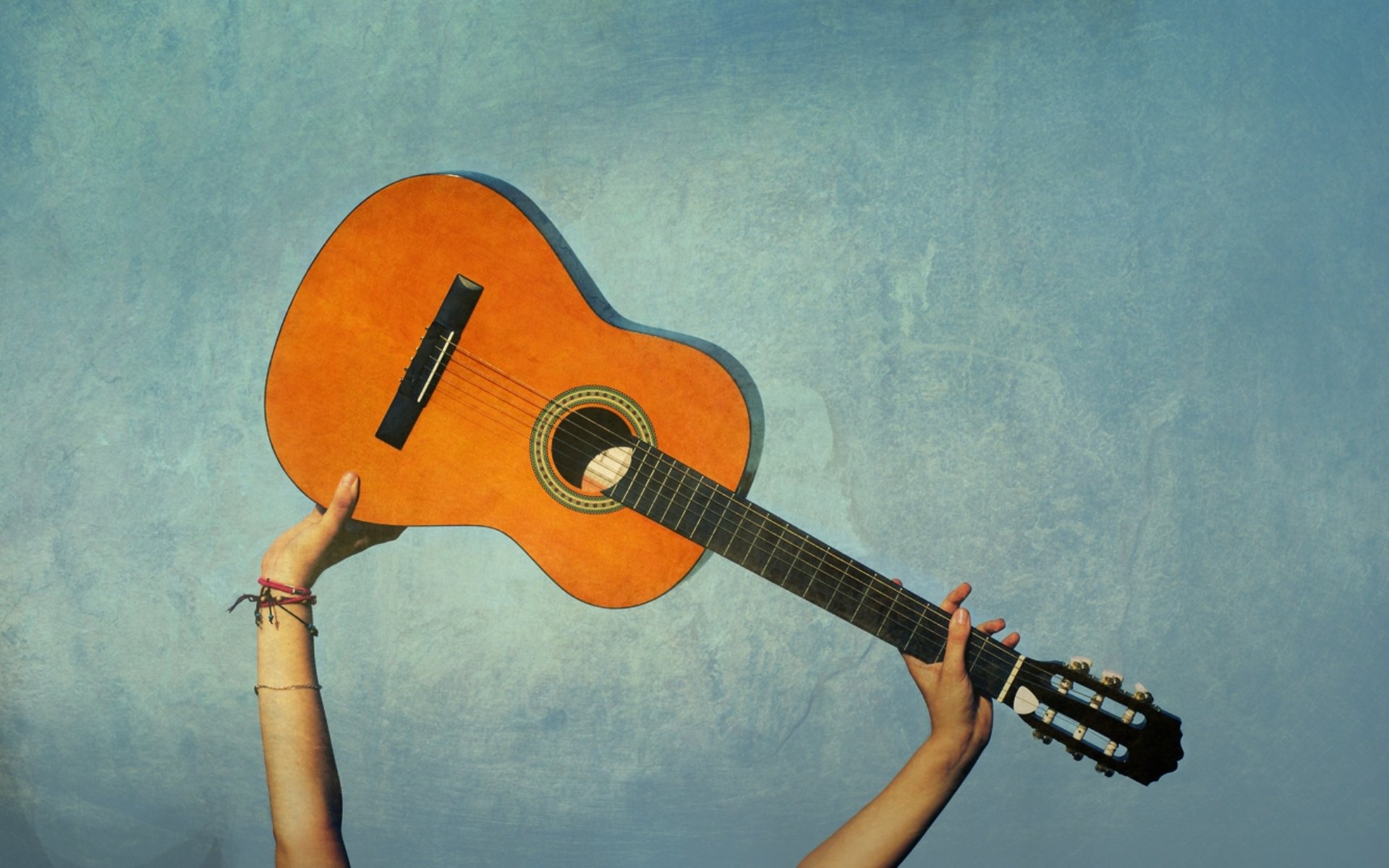 música guitarra manos estado de ánimo azul fondo