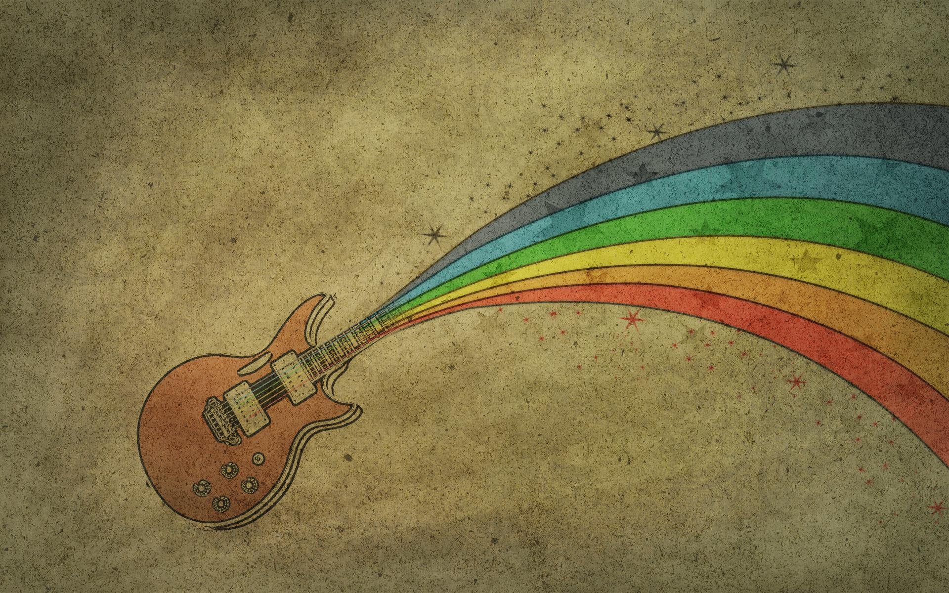 guitar rainbow drawing