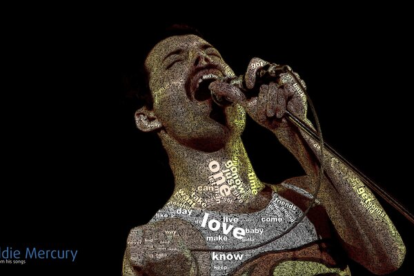 Arte con Freddie Mercury (banda Queen) de Words