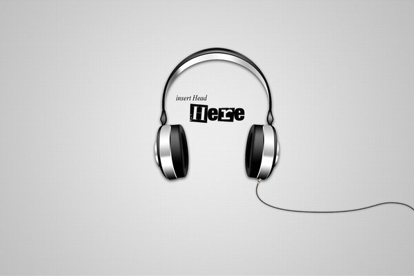 Image with wired headphones on a gray background