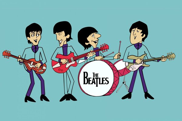 Cartoon members of the beatles