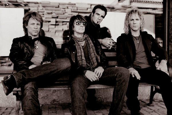 Portrait de groupe du groupe de Rock Bon Jovi