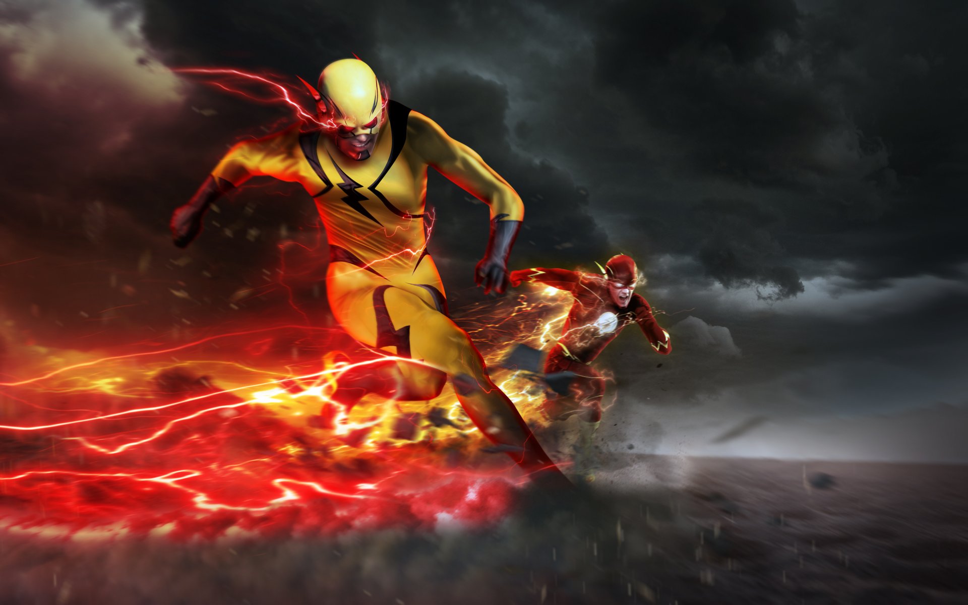 inverse-flash eobard thawne barry allen flash dc comics art vitesse chasse série tv