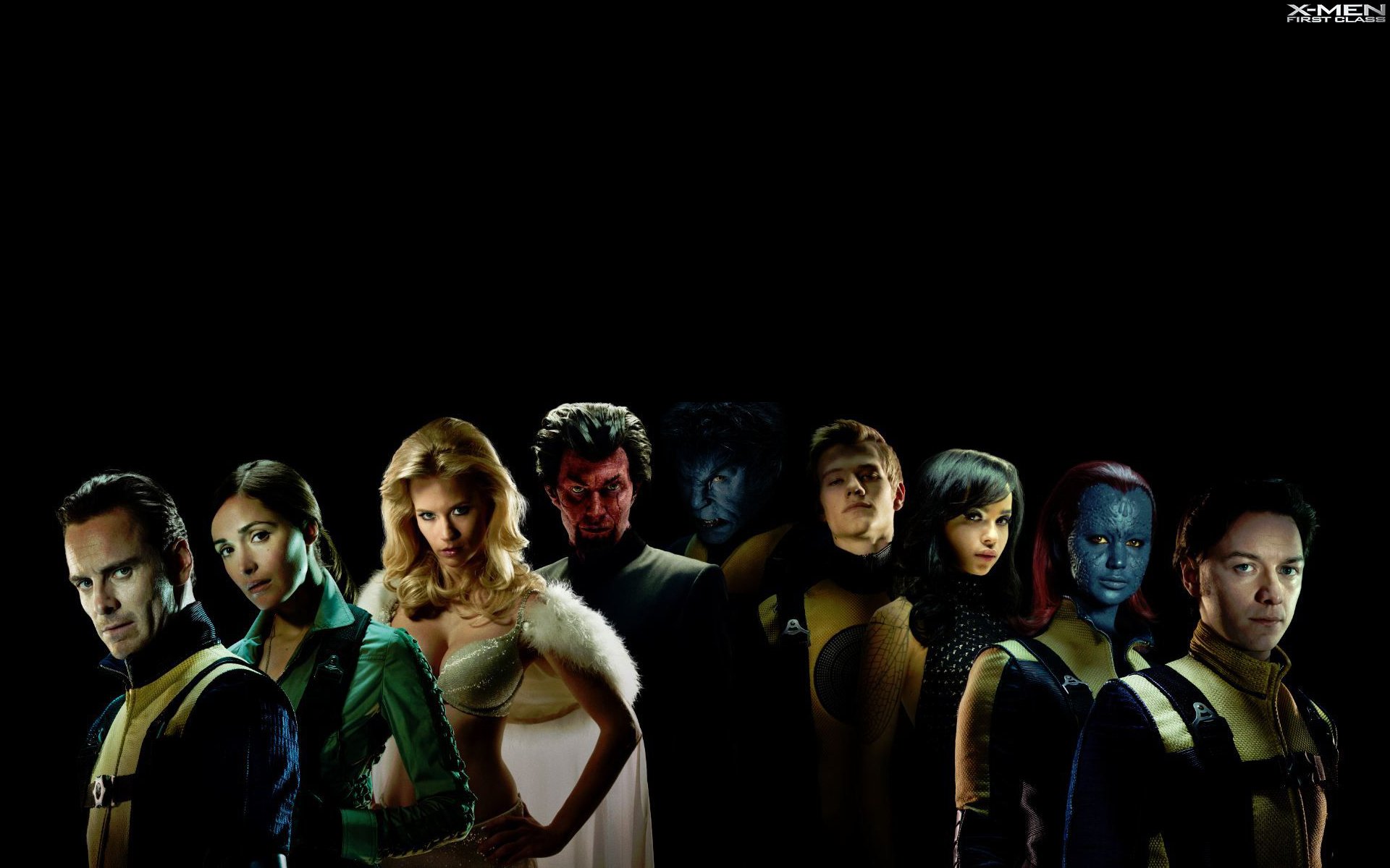 x-men: erste klasse x-men : erste klasse superhelden schwarzer hintergrund michael fassbender magneto james mcavoy charles xavier rose byrne moira mactaggert jennifer lawrence mystica january jones emma frost