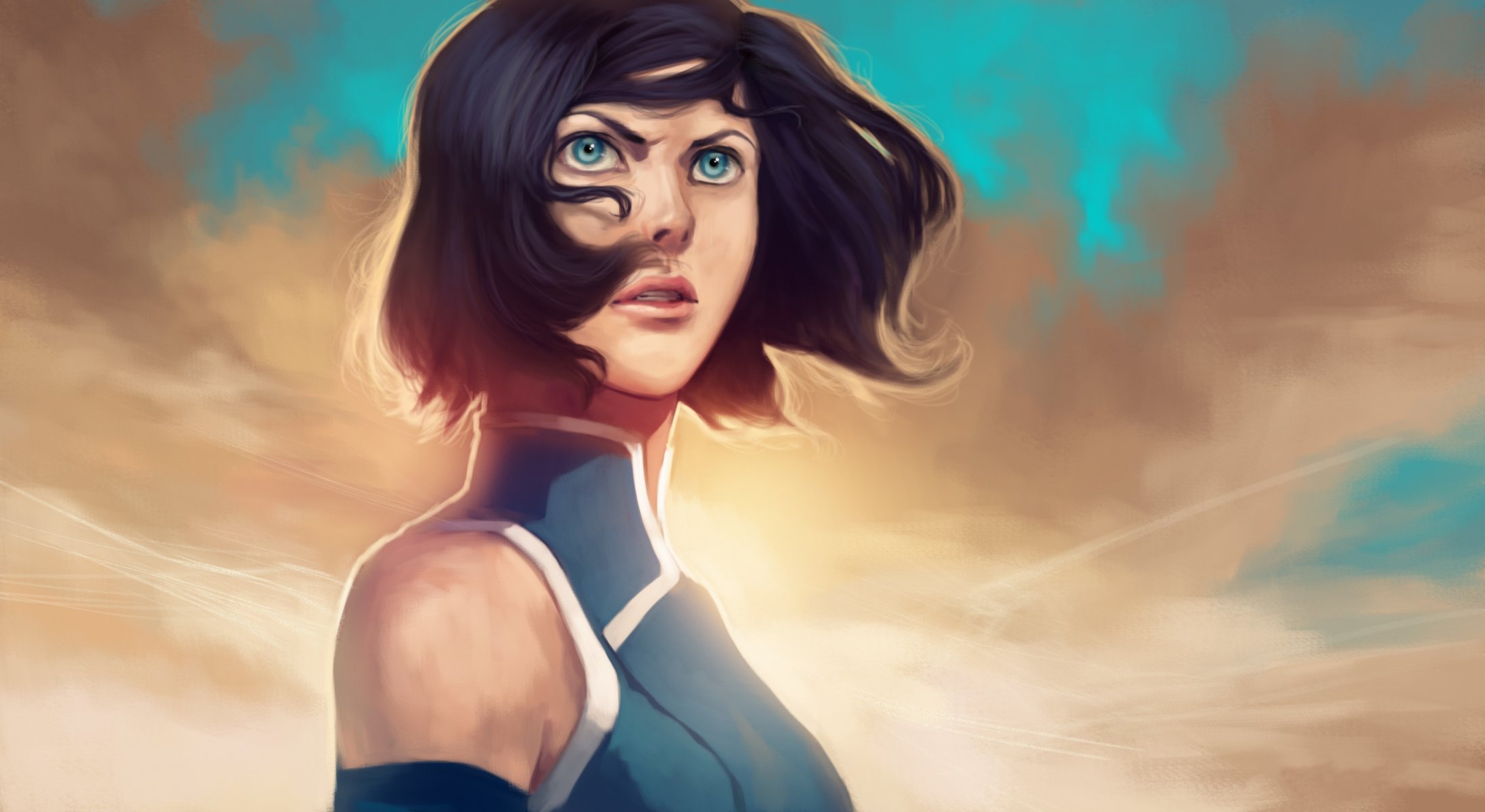 korra avatar: légende de korra légende de korra cheveux regard yeux bleus visage