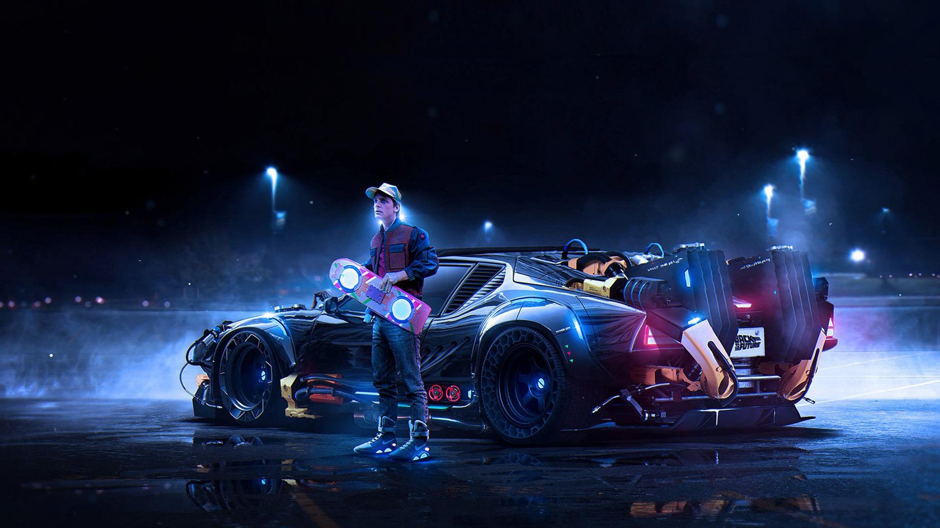 regreso al futuro arte marty mcfly coche