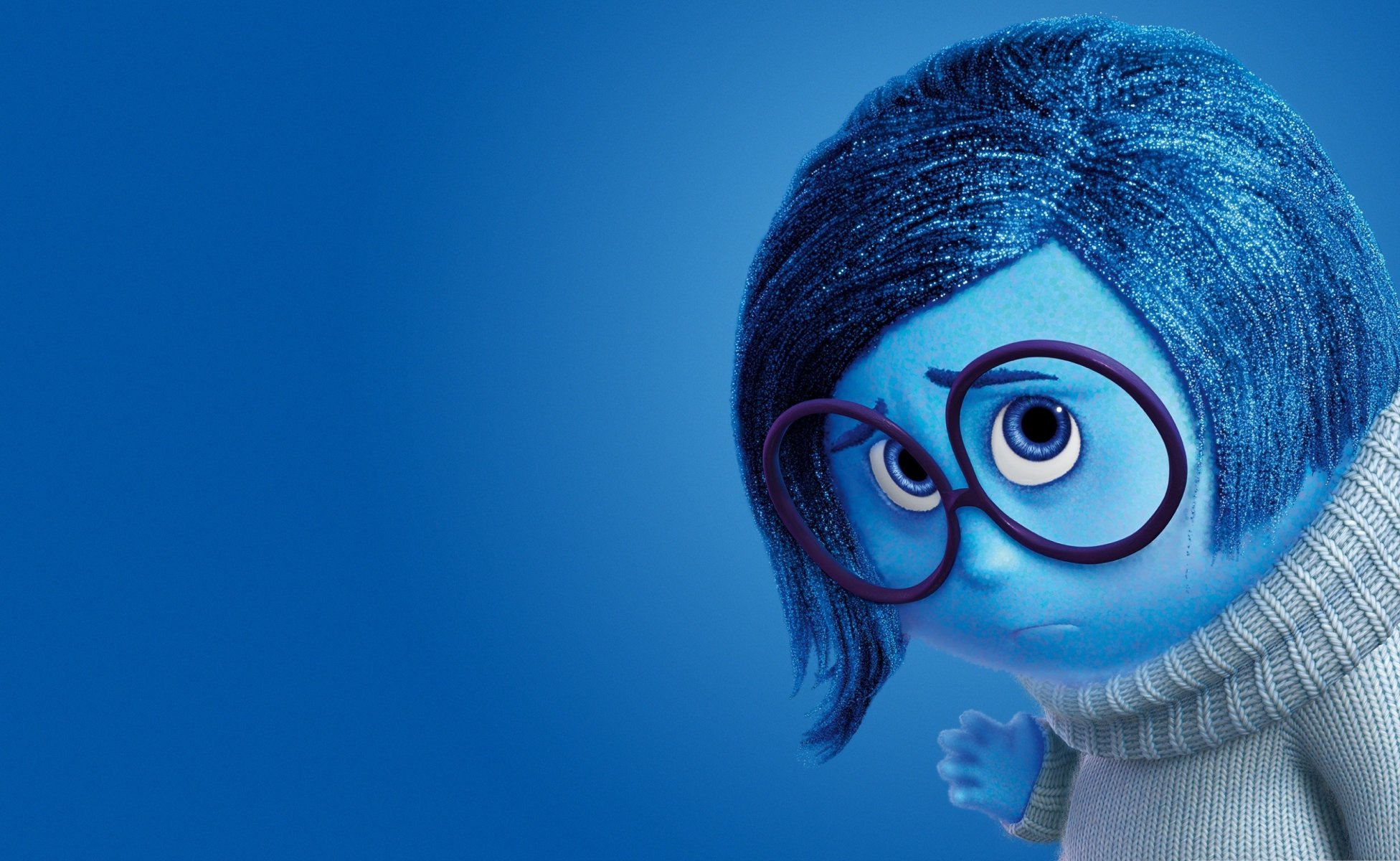 inside out tristeza cinco emociones aventura pixar animation studios walt disney studios video frames 2015 jardín azul chica sentimientos gafas abrigo