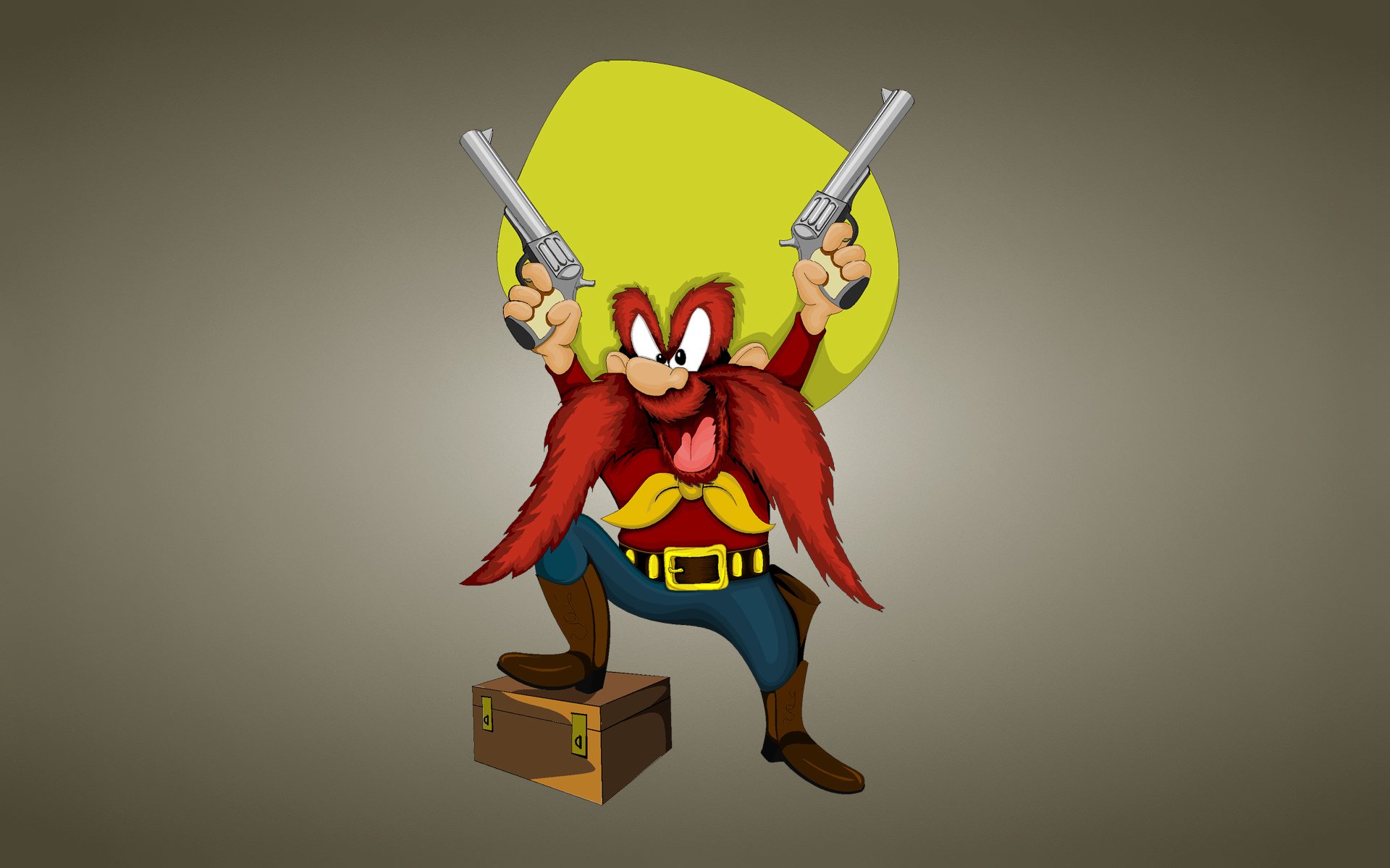 looney tunes весёлые мелодии луни тюнз yosemite sam неуправляемый сэм техасский бандит или пират с длинными рыжими усами усатый ковбой шляпа сундук ящик