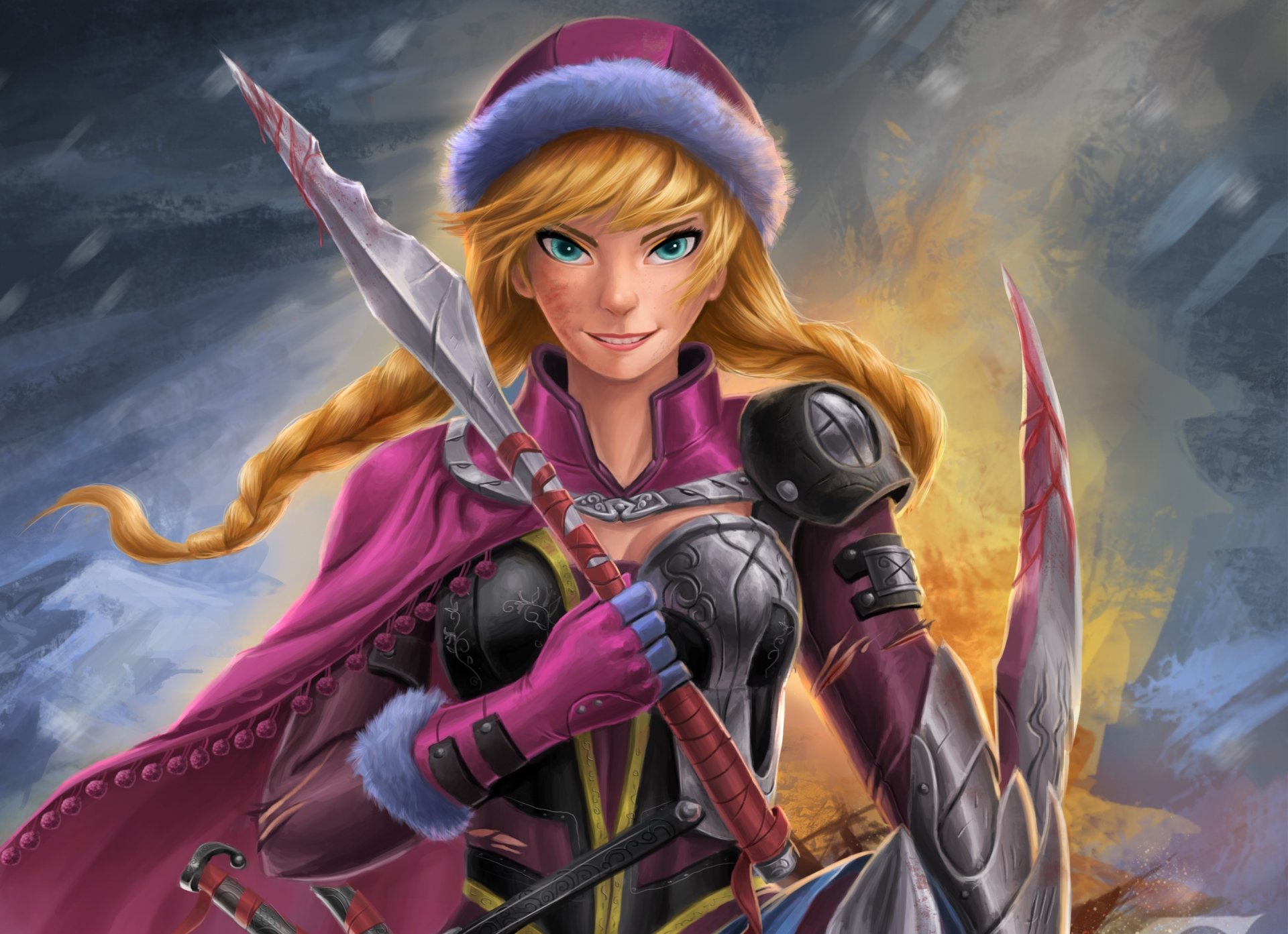 anna frozen disney fan art blade blood