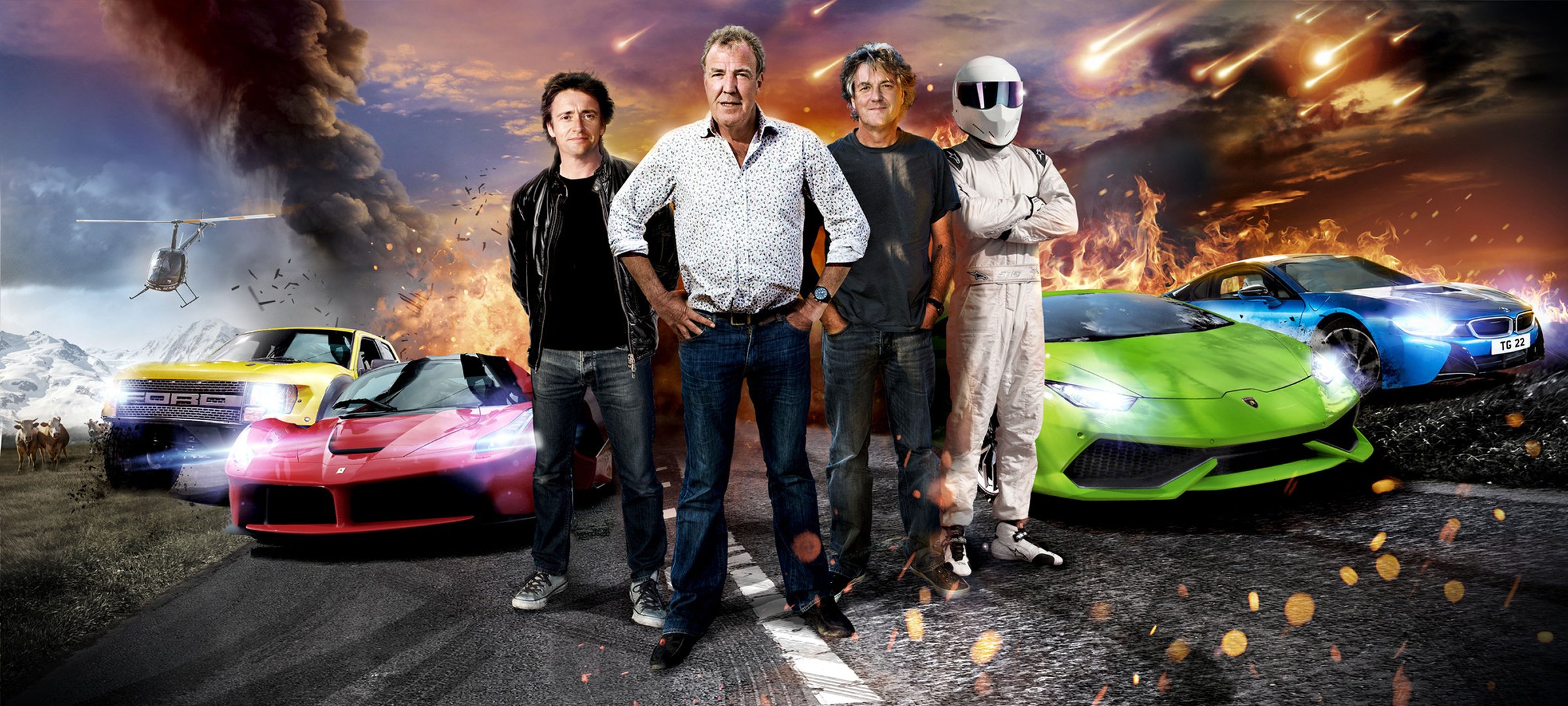 richard hammond jeremy clarkson james may stig top gear saison 22 ford f-150 ferrari laferrari lamborghini huracán bmw i8 supercars