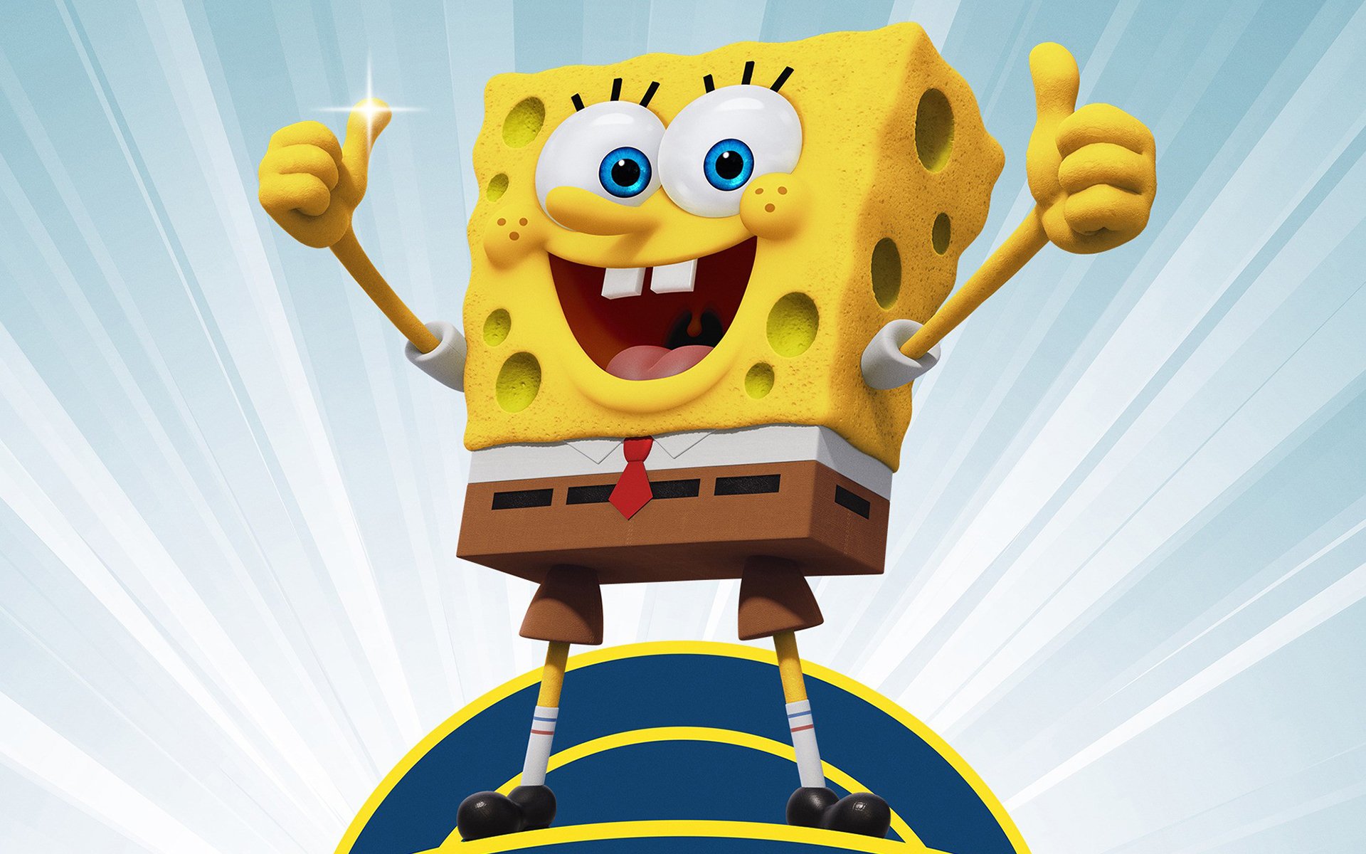 spongebob spongebob film: spugna tirato fuori dall acqua giallo gesto gioia sfondo