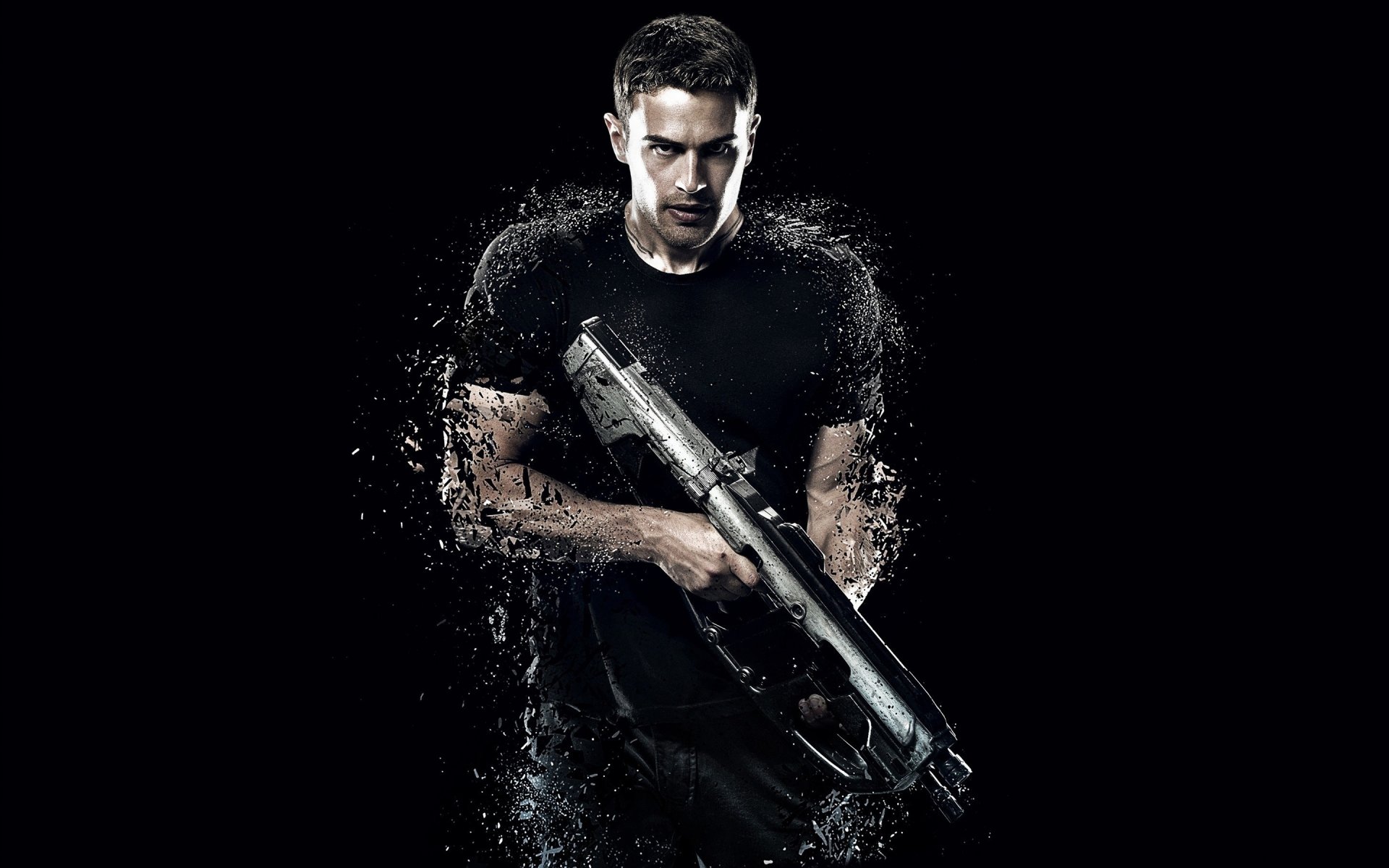 divergente reihe actionfilm theo james vier divergente 2 schauspieler waffe pistole präsentieren film film schrotflinte soldat muskulös 2015