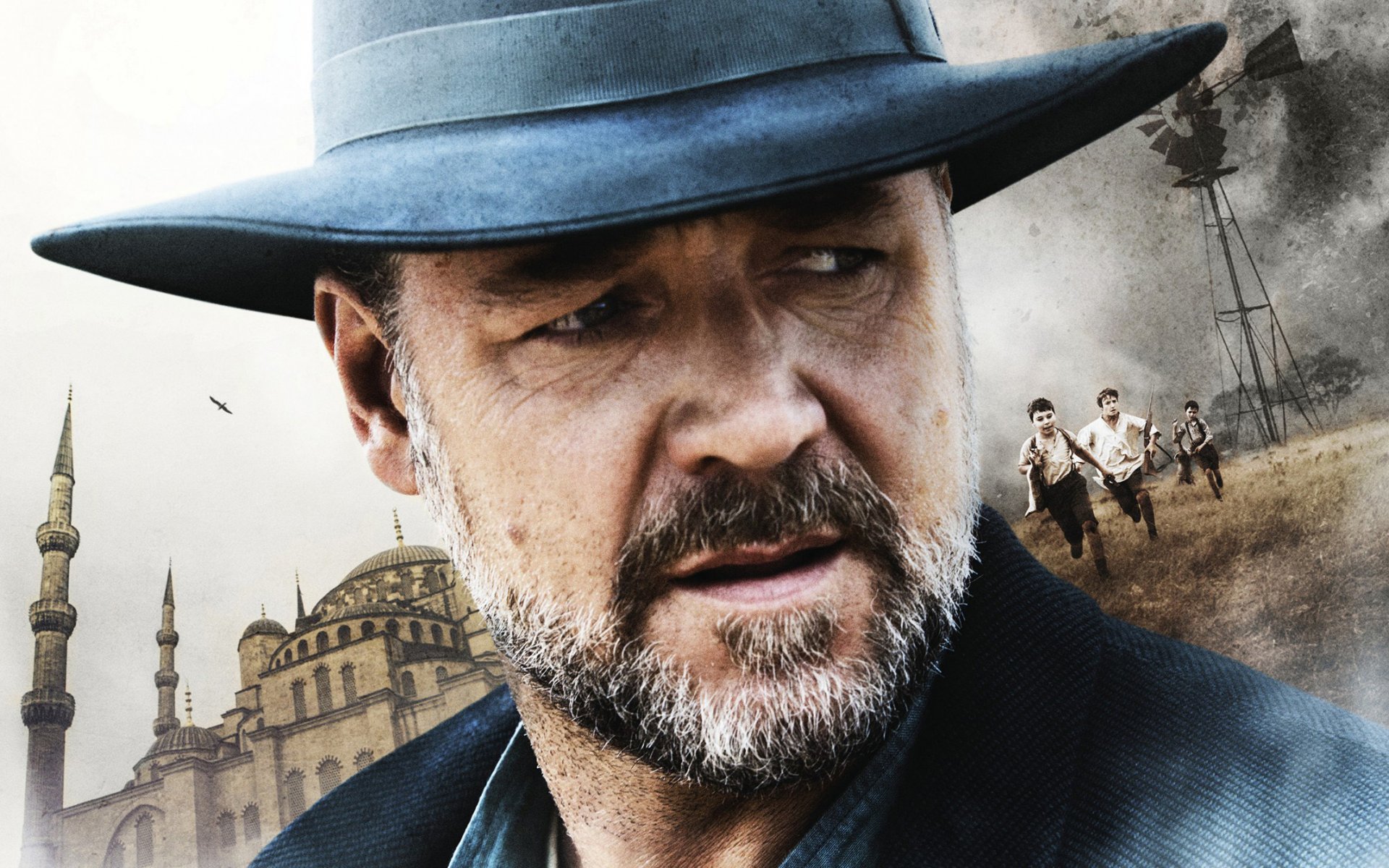 poszukiwacz wody russell crowe kapelusz broda twarz zbliżenie plakat