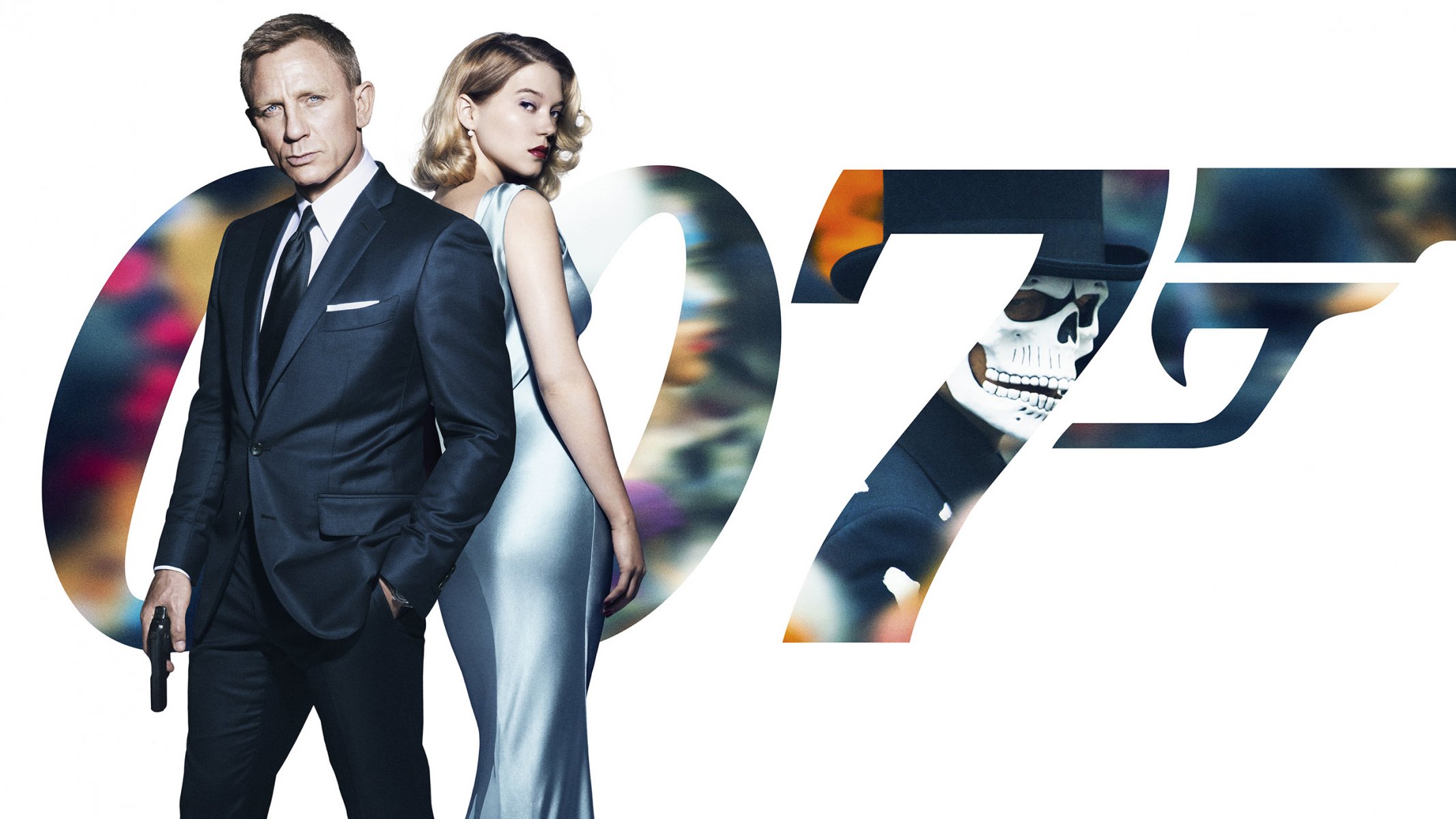 007: spectre ghost james bond agente daniel craig daniel craig en negro traje pistola lea seydoux rubia vestido madeleine swann fondo póster