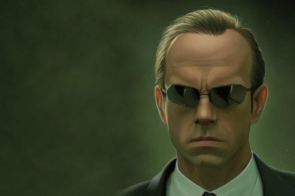 Agent Smith avec des lunettes de Matrix