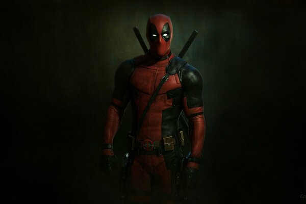 Deadpool von Marvel Comics auf schwarzem Hintergrund