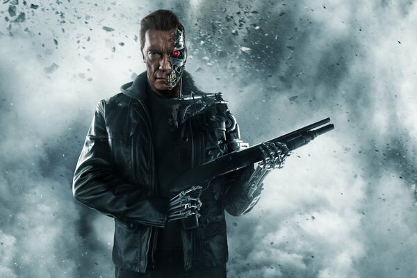 Terminator Genesis Schwarzenegger avec fusil de chasse