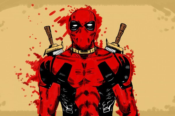 Deadpool del cómic sobre fondo amarillo