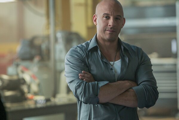 A shot from the movie fast and Furious with actor Vin Diesel