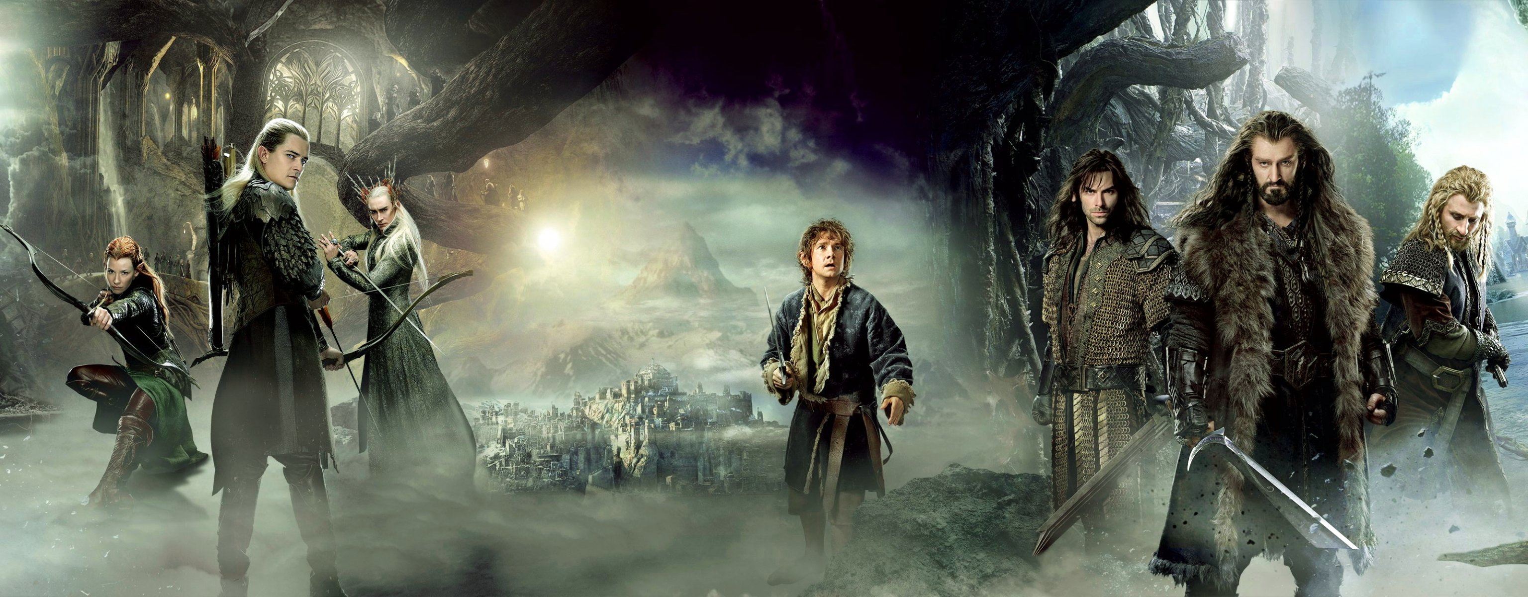 el hobbit o allí y de vuelta el hobbit: el páramo de smog los enanos thorin el roble phil bilbo elfos tranduil legolas tauriel o de vuelta el hobbit: el páramo de smaug la compañía thorin oakenshild keely biel