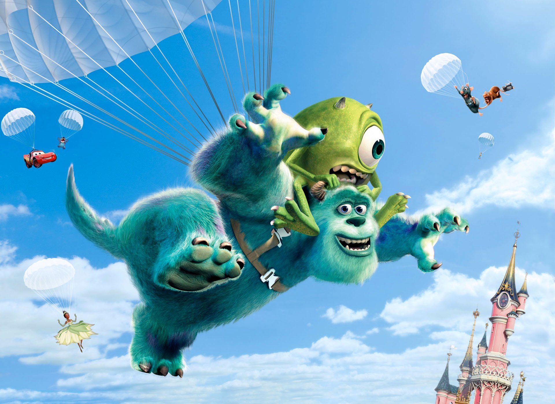 monsters university disney monsters inc walt disney monsters corporation cartoon parachutes cars lightning mcqueen rat ratatouille princess collage