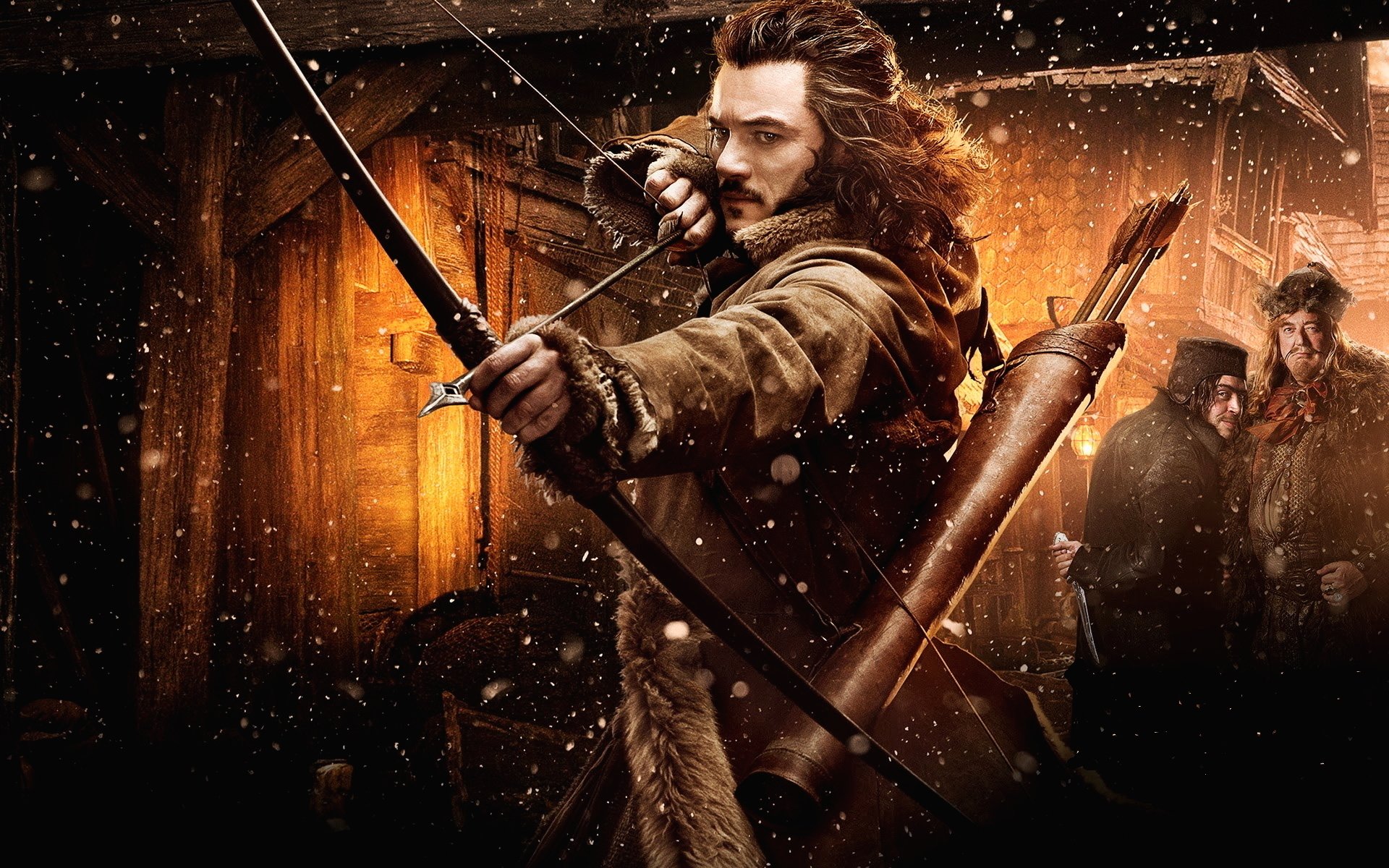 hobbit ou aller-retour hobbit: smog wasteland esgaroth lac-ville luke evans barde archer arc flèche ou aller - retour hobbit: smaug wasteland esgaroth lac-ville arc flèche